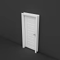 White Hinged Door on Black Background with White Frame Simple Line Design and Silver Handle