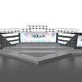 VIVE Stage Aesthetic Design With Blue Lighting And Screens Artistic