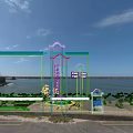 Scenic Area Billboard Featuring Tourist Map Information Panel And Natural Green Surroundings