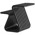 Black Modern Side Table With Striped Linear Design For Stylish Contemporary Living Room