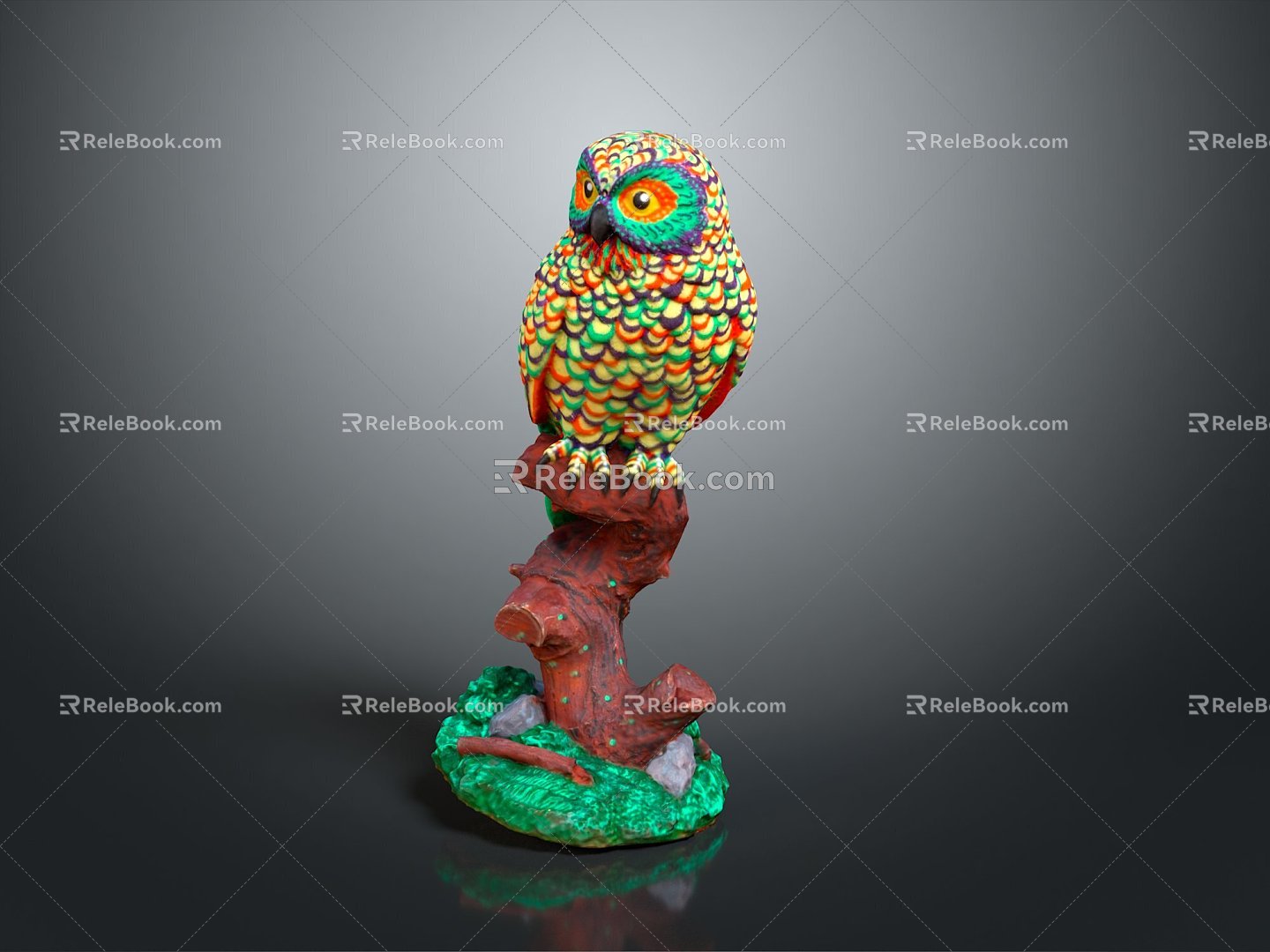 Owl grimace owl long-eared owl wulin owl monkey face owl carved owl 3d model