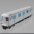 White Model Train With Blue Windows And Red Number 1 On Gray Background 3d model