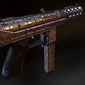 Futuristic Mechanical Pistol With Highly Detailed Metallic Structure And Blue Accents
