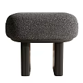 Modern Gray Fabric Upholstered Ottoman With Black Wooden Legs For Living Room