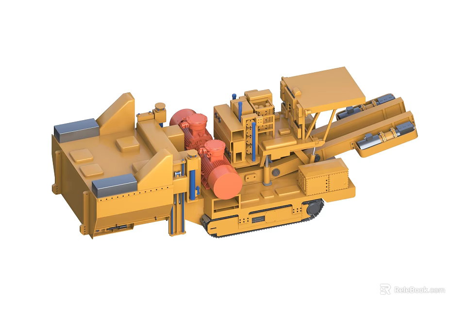 Yellow Construction Utility Vehicle With Crawler Tracks Operator Cabin And Working Equipment 3d model 