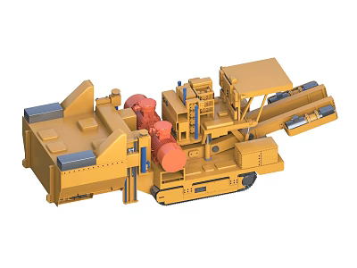 Yellow Construction Utility Vehicle With Crawler Tracks Operator Cabin And Working Equipment 3d model