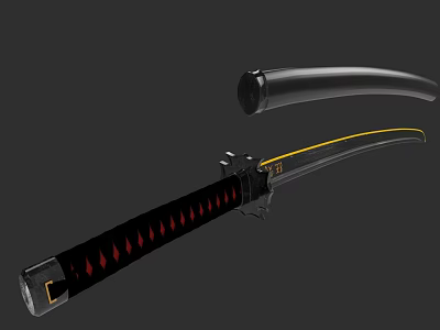 samurai sword japanese knife handle scabbard 3d model