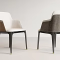 Elegant Modern Accent Chairs With Rattan Armrests Brown White Gray Fabric And Black Legs