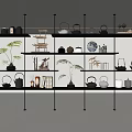 New Ornaments Combination Bookshelf Bookcase Teapot 3d model