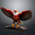 Flying Animal Eagle Spreading Wings Perched On Branch Red Brown Feathers White Head Yellow Talons