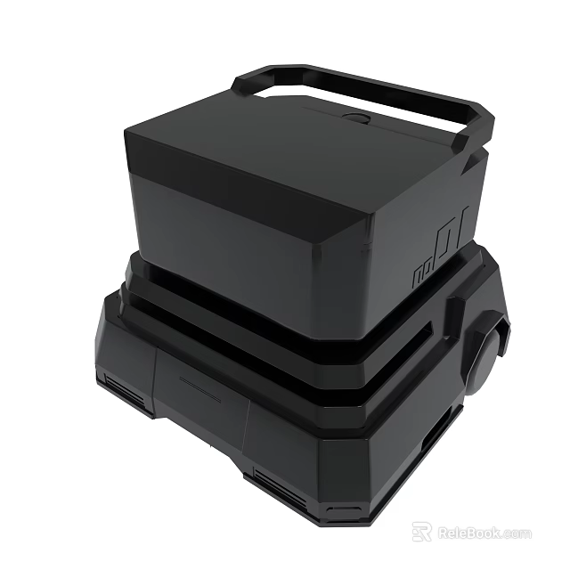 Black Portable Device With Stacked Design And Handle Structure 3d model