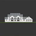 Wooden House With White Exterior Gray Roof Green Lawn Porch And Driveway