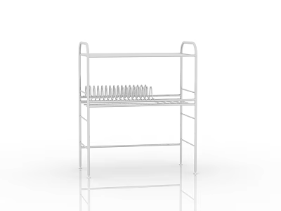 White Metal Kitchen Rack With Multi Layer Shelf For Dish Drying 3d model
