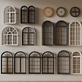 Various Window Designs With Arched Circular And Double Styles In Black White Brown
