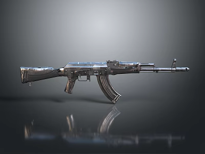 Metallic Rifle Weapon Design With Shiny Barrel Magazine And Structural Details 3d model