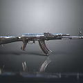 Metallic Rifle Weapon Design With Shiny Barrel Magazine And Structural Details