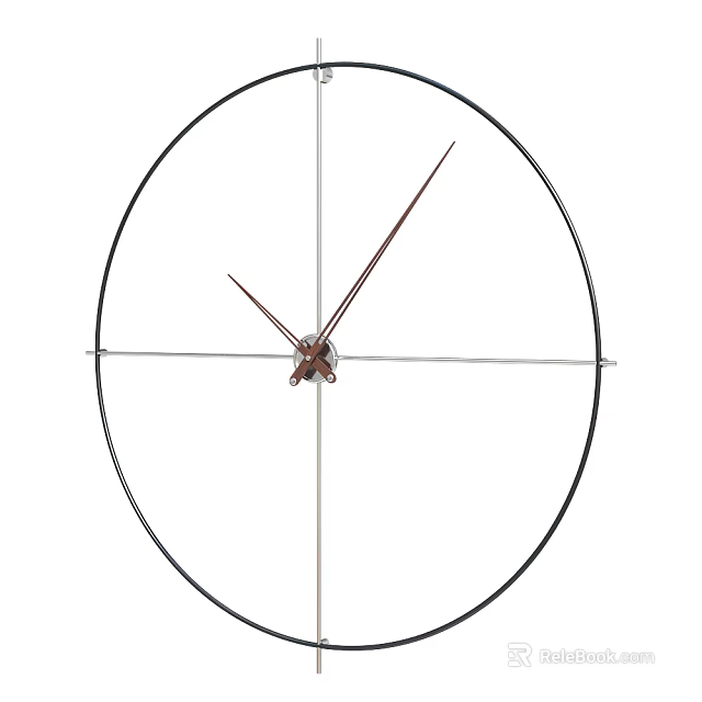 Sleek Modern Wall Clock With Black Frame And Metal Hands For Home Decor 3d model 