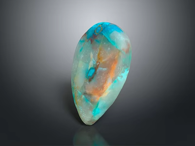 Colorful Natural Gemstone With Blue Orange Hues And Irregular Shape For Jewelry Design 3d model
