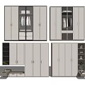 Modern Wardrobe Design With Multiple Doors Interior Storage Hanging Rods And Open Shelves 3d model