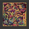 Commercial Equipment 3D Miniature Landscape Display With Colorful Trees Curved Paths And Square Base
