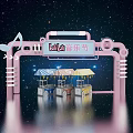 Beery mile music festival menmei Chen sign-in area store multi-path standard booth net red cool mei Chen punch-in point DP point photo area road show photo wall quickly piled up 3d model