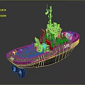 Gray Tugboat With Number 240 Deck Equipment And Flags On Water Surface