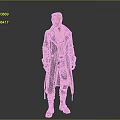 3D Male Character With Short Hair Open Long Coat Leather Vest And Boots