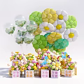 Popular Photo Check In Spot With Colorful Flower Balloons Transparent Decor And Small Potted Flowers