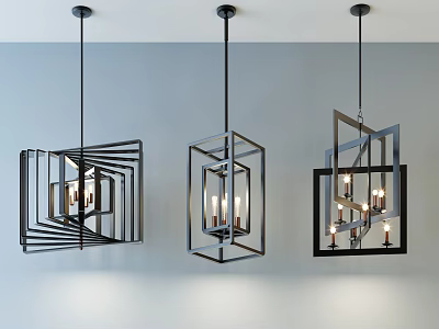 Modern chandelier fashion simple metal chandelier combination 3d model