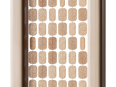 Decorative Wooden Frame Room Divider With Beaded Design And Natural Tones For Home Interior 3d model