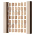 Decorative Wooden Frame Room Divider With Beaded Design And Natural Tones For Home Interior