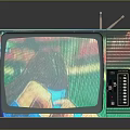 Classic Vintage Electronic Television With Colorful Casing Antenna And Reflective Screen