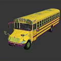 Yellow School Bus With Classic Design And Reflective Surface On Dark Background 3d model