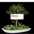 Decorative Flower Planter With Small Tree Various Plants And Colorful Flowers