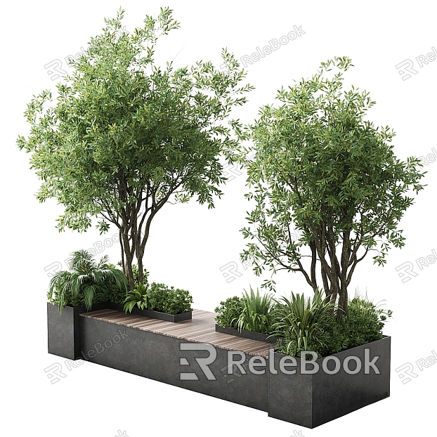 Modern Outdoor Chair Green Plant Landscape Green Plant Pile Landscape Tree Outdoor Seat Park Seat model