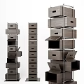 Modern Wooden Shoe Cabinet Design With Stacked Drawers And Open Shelves