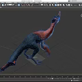 Vibrant Feathered Reptile Dinosaur Featuring Black Red Orange Plumage In Walking Pose