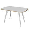 Modern Minimalist Desk With Black Tabletop Wooden Edge And Black Slim Legs