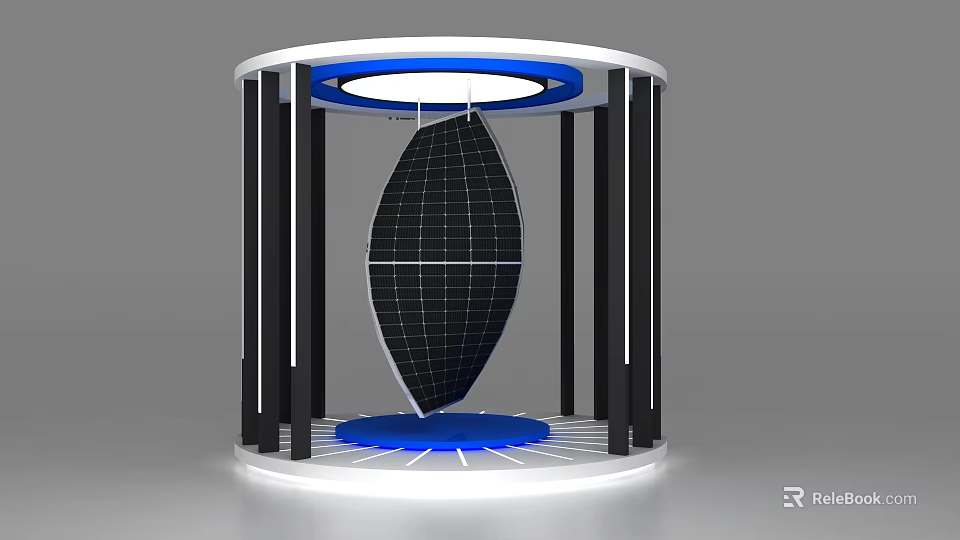 Daily Electrical Appliance With Modern Circular Stand Black Grid Blue Base And White Ring Light 3d model 