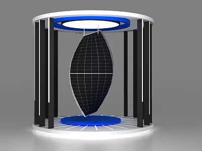 Daily Electrical Appliance With Modern Circular Stand Black Grid Blue Base And White Ring Light 3d model