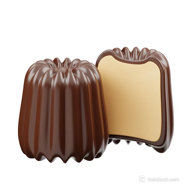 Delicious Chocolate Desserts With Round Fluted And Square Shapes And Creamy Filling 3d model 