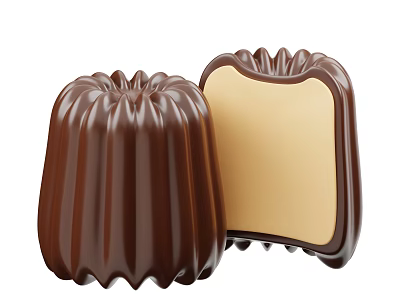 Delicious Chocolate Desserts With Round Fluted And Square Shapes And Creamy Filling 3d model