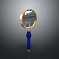 Practical Magnifying Glass With Gold Frame And Blue Handle For Daily Use