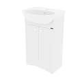 White Bathroom Vanity With Washbasin And Double Door Cabinet Storage