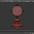 Ornate Desktop Mirror With Brass Frame And Layered Marble Base