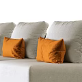 Modern Light Gray Sectional Sofa With Orange Cushions And L Shaped Design 3d model