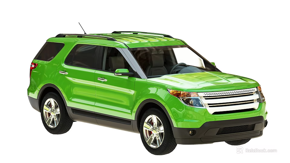 Green SUV Exterior Design With Modern Styling Alloy Wheels And Black Roof Rails 3d model 
