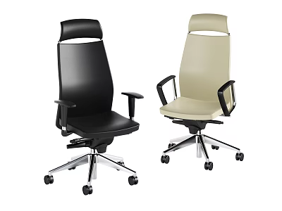Modern Office Chair Black and Beige High Back Design With Armrests And Wheeled Base 3d model