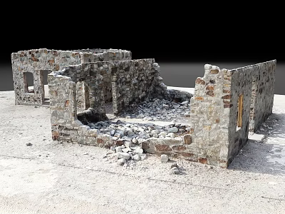 Abandoned stone walls, ruins, dilapidated buildings 3d model Abandoned stone walls, ruins, dilapidated buildings 3d model