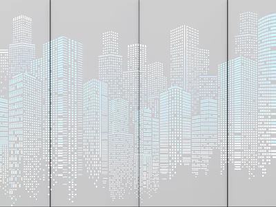 Modern Urban City Architecture Abstract Silhouette Decorative Design With Geometric Patterns 3d model